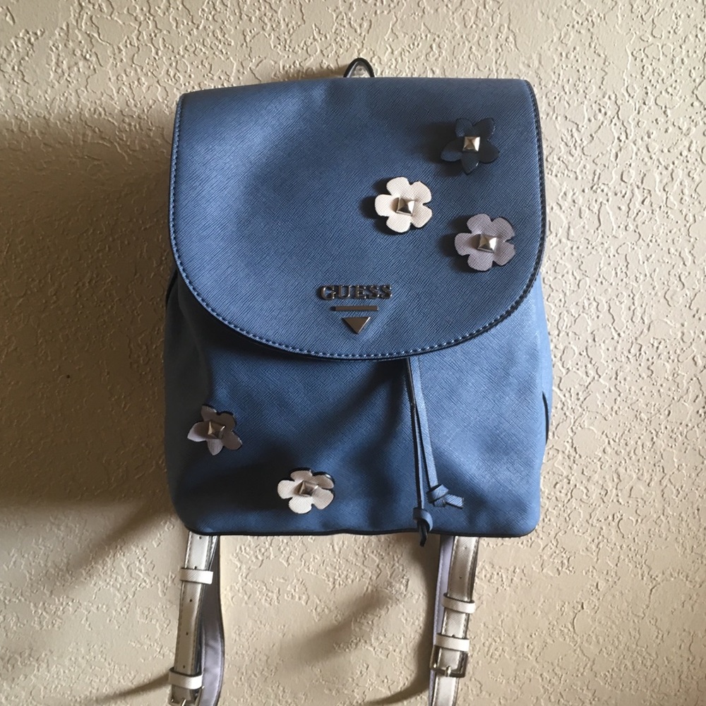 GUESS Blue Backpack With Flowers